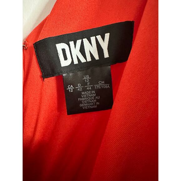 DKNY Women's Orange Sleeveless Faux Wrap Maxi Dress - V-Neck Boho - Picture 4 of 4